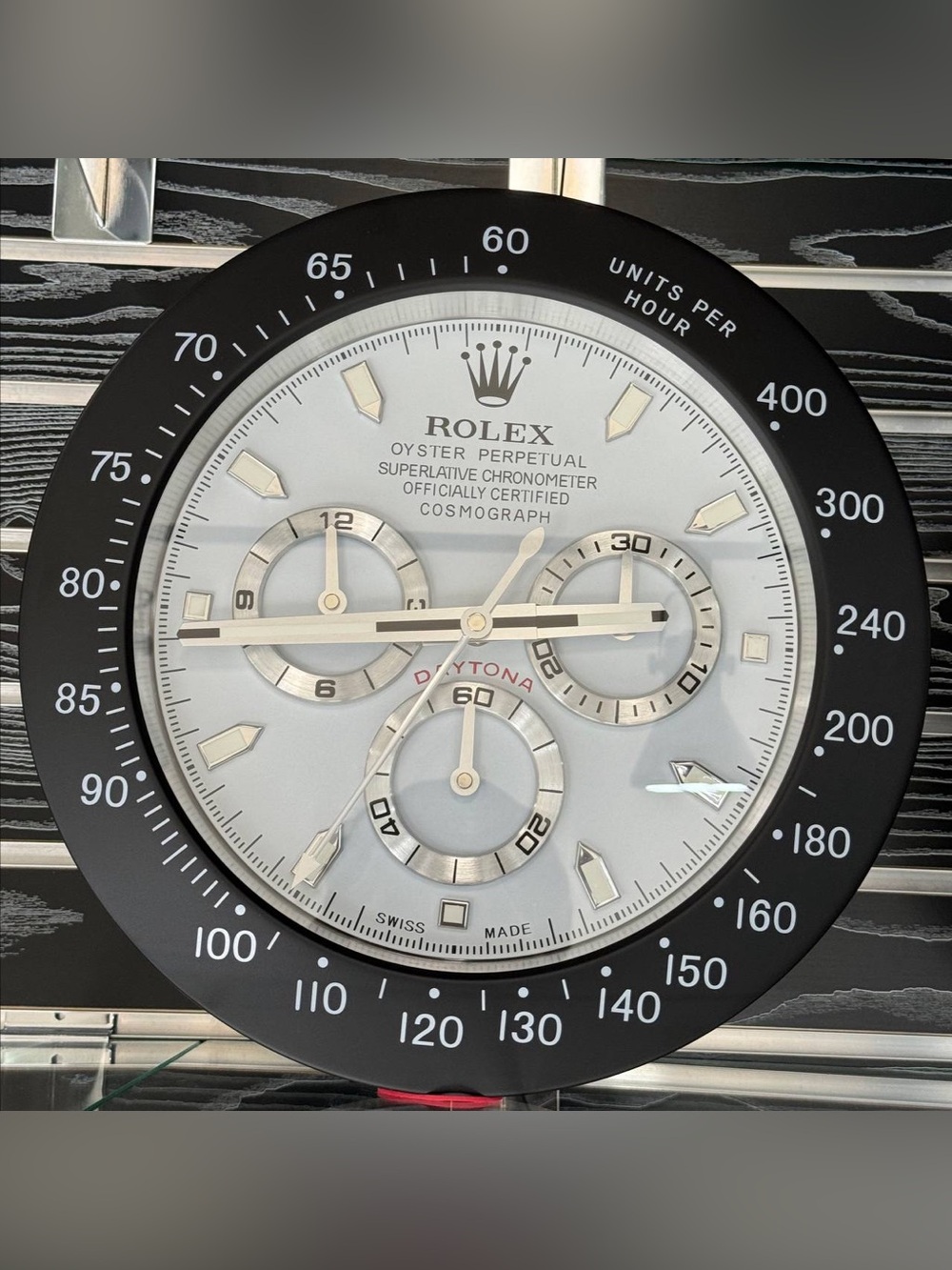 DAYTONA Cosmograph Wall Clock | Black Panda Bezel Insert | White Dial
